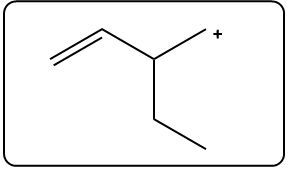 Fragment structure of a cyclohexene derivative with a positive charge.