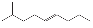 Structural representation of alkanes showing cis and trans isomerism with labeled sections for identification.