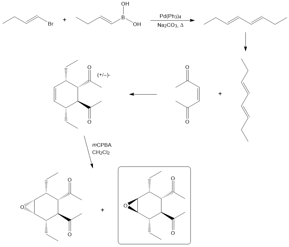 Reaction scheme showing synthesis steps for Diels-Alder product formation.