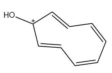 Aromatic ion structure with hydroxyl group, relevant to aromaticity classification.