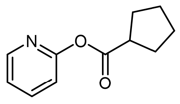 Chemical structure of a nitrogen-containing compound for hydrolysis comparison.