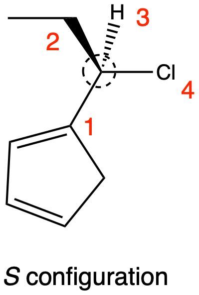 Chiral compound with numbered substituents indicating S configuration.