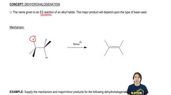 The dehydrohalogenation mechanism.