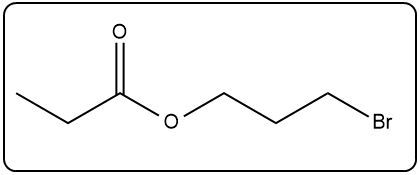 Chemical structure of C6H11BrO2 showing Br and O in different positions.