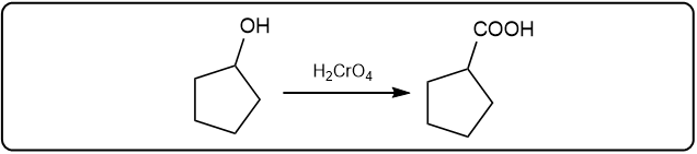 Oxidation of alcohol to carboxylic acid using chromic acid.