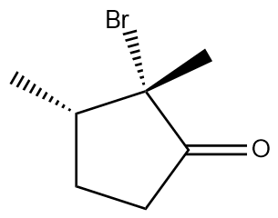 Chemical structure of a compound with a bromine atom, part of elimination reactions.