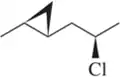 Chemical structure of a compound with a chlorine atom, illustrating degrees of unsaturation.