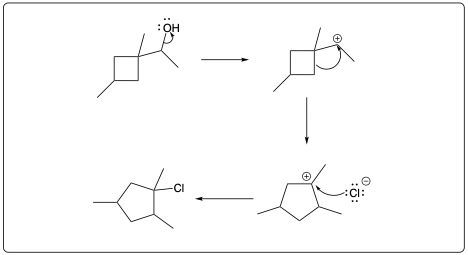 Detailed arrow-pushing mechanism for the substitution reaction involving HCl.