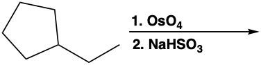 Reaction of a cyclic compound with OsO4 and NaHSO3 to form an alcohol.