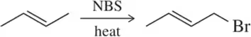 Allylic bromination reaction: alkene reacts with NBS and heat to form allylic bromide.