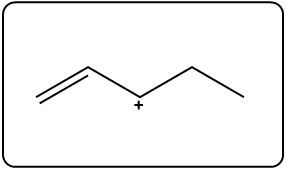 Fragment structure of a diene with a positive charge.