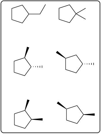 Image depicting various isomers of cyclopentane derivatives for C7H14.