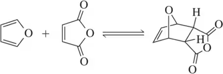 Chemical reaction diagram showing reactants and products with arrows indicating equilibrium.