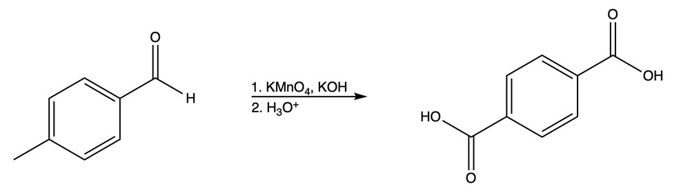 Chemical reaction showing oxidation of a phenol compound to a carbonyl compound.