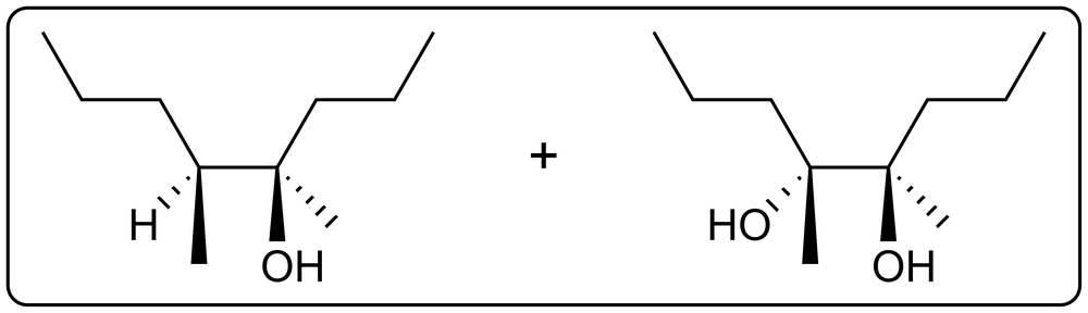 Structures of stereoisomers from hydroboration-oxidation of (Z)-4,5-dimethyloct-4-ene are illustrated.