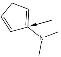 Chemical structure showing a carbon atom with an arrow indicating its oxidation state in organic chemistry.