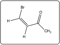 Chemical structure of an organic compound with Br and O, consistent with C4H5BrO.