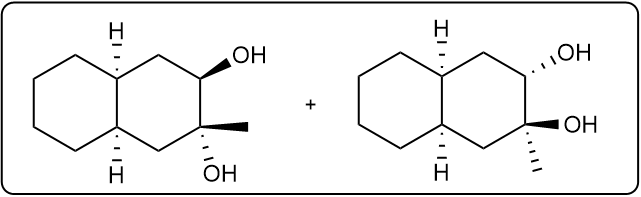 Products of alkene reaction with m-CPBA and H2SO4, displaying hydroxyl groups.