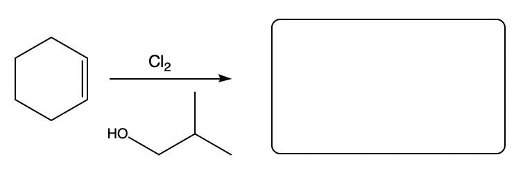 Reaction of an alkene with chlorine and an alcohol