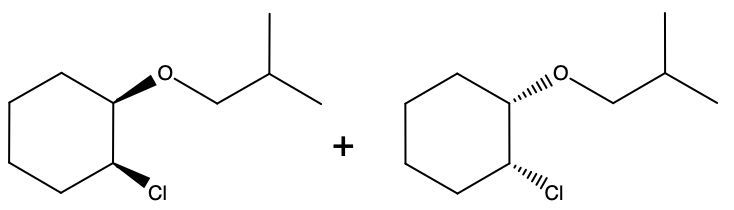 Option C for product(s) of reaction of an alkene with chlorine and an alcohol