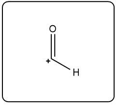 Isobutyraldehyde structure with a positive charge and a hydrogen atom.