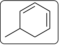 Cyclohexene structure, an alkene that can yield cyclohexanol in hydration.