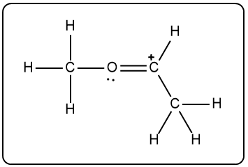 Resonance structure of a molecule with double bonds and charges in organic chemistry.