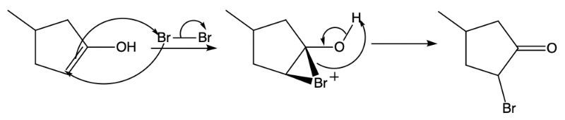 Option C for the suggested mechanism for the reaction of bromine with an enol