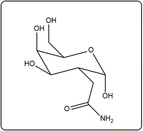 Chair conformation of N-acetylgalactosamine showing hydroxyl and amino groups.