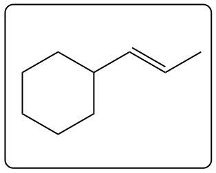 Chemical structure of an alkene with a cyclohexane ring and a double bond.