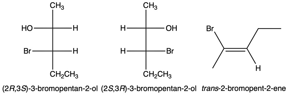 When (±)−2,3-dibromopentane reacts with sodium hydroxide, they fo ...