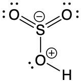 Resonance form of sulfonyloxonium ion with negative sulfur and incomplete octet.