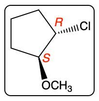 Disubstituted cyclopentane showing R and S configurations at chiral centers.