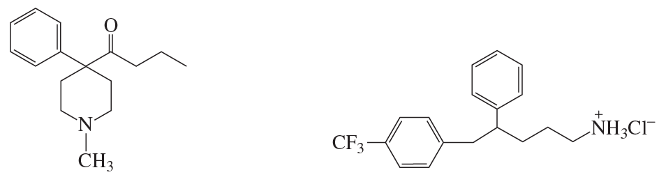 Chemical structures of two organic compounds featuring carbon, nitrogen, and oxygen atoms.