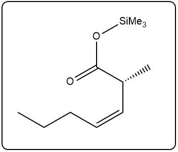 Intermediate structure with SiMe3 group in Claisen rearrangement.