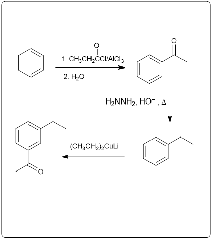 Synthesis of aromatic compounds using specific reagents and reaction conditions.