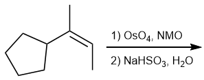 Reaction scheme for dihydroxylation using OsO4 and NaHSO3.