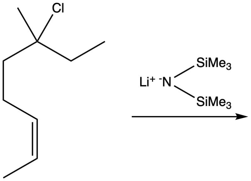 Chemical structure illustrating reactants for E1 and E2 elimination reactions in organic chemistry.