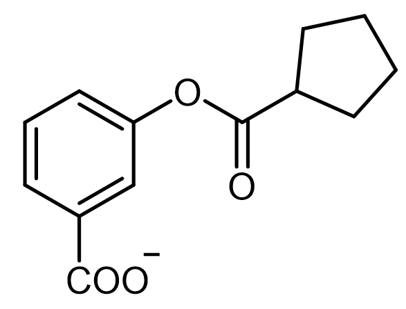 Chemical structure of a carboxylate compound for hydrolysis comparison.