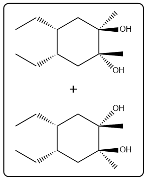 Another view of diol products from the reaction of epoxide with H2SO4 and H2O.