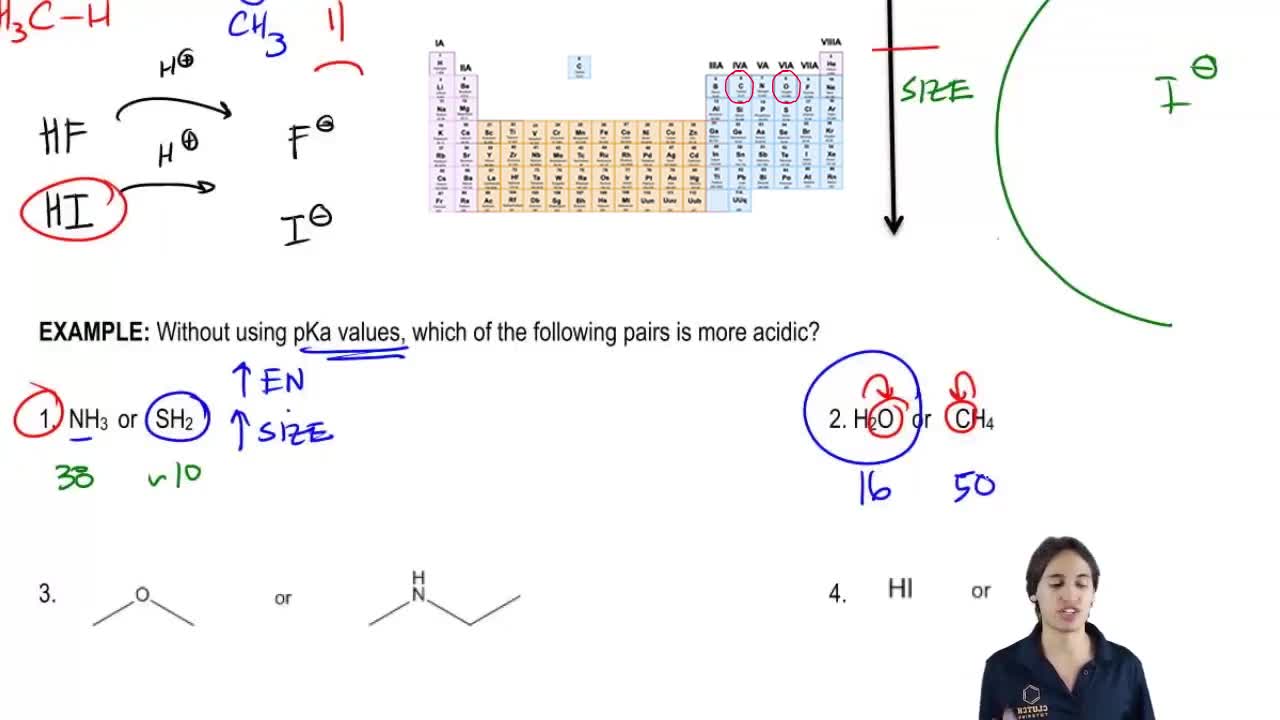 Using factors affecting acidity to rank acids