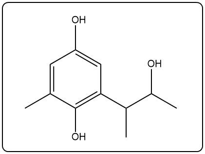 Chemical structure of a molecule with hydroxyl groups, showing a potential product after oxidation.