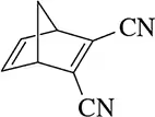 Chemical structure of a bicyclic compound with two cyano groups (CN) attached to a six-membered ring.