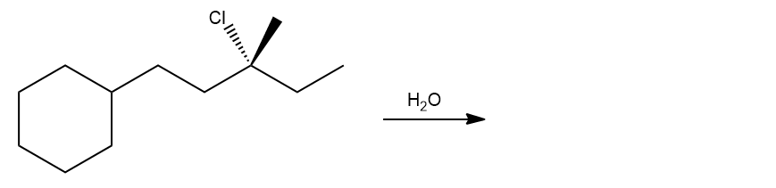 Chemical reaction diagram showing reactants and water as a product in elimination reactions.