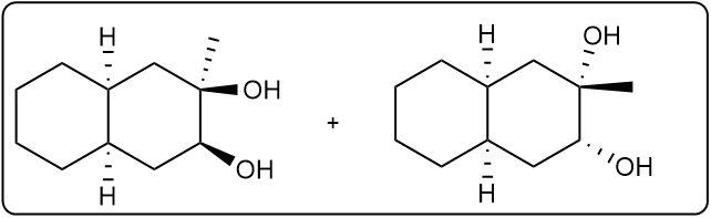 Chemical structures illustrating the addition of hydroxyl groups in a reaction.