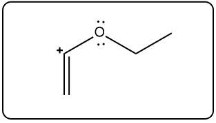 Fragmentation structure of a positive ion with a double bond from 2-propoxybutane.