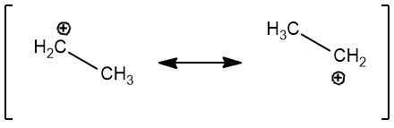 Chemical structure of a carbocation with a positive charge on a carbon atom.