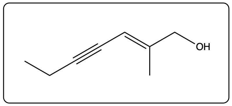 Line-angle structural formula of a hydrocarbon with an alcohol group.