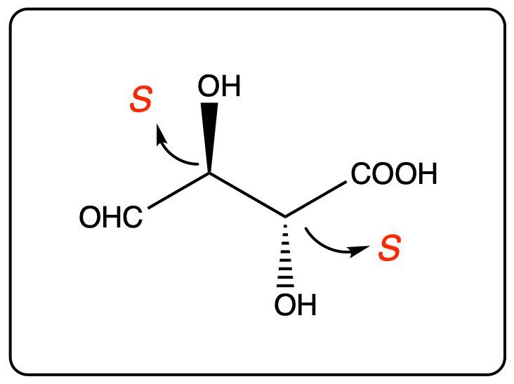 Chiral molecule with R configuration at one center and S at the other.