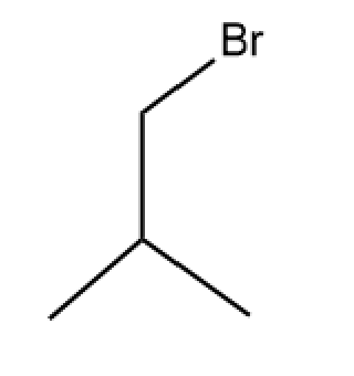 Structural formula of an alkyl bromide with a bromine atom attached to a secondary carbon.